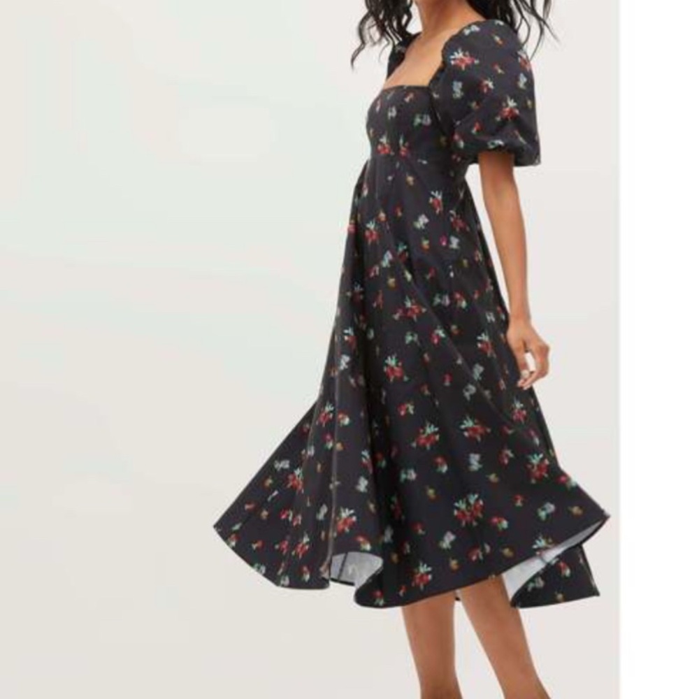 Hill House Black Floral Midi Dress